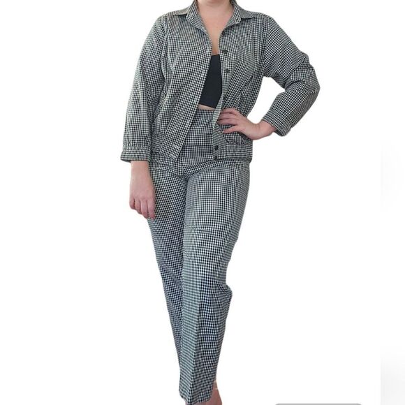 Vintage Alfred Dunner '80s Gingham Black & White Two Piece Matching Suit Set 6P - Picture 3 of 16